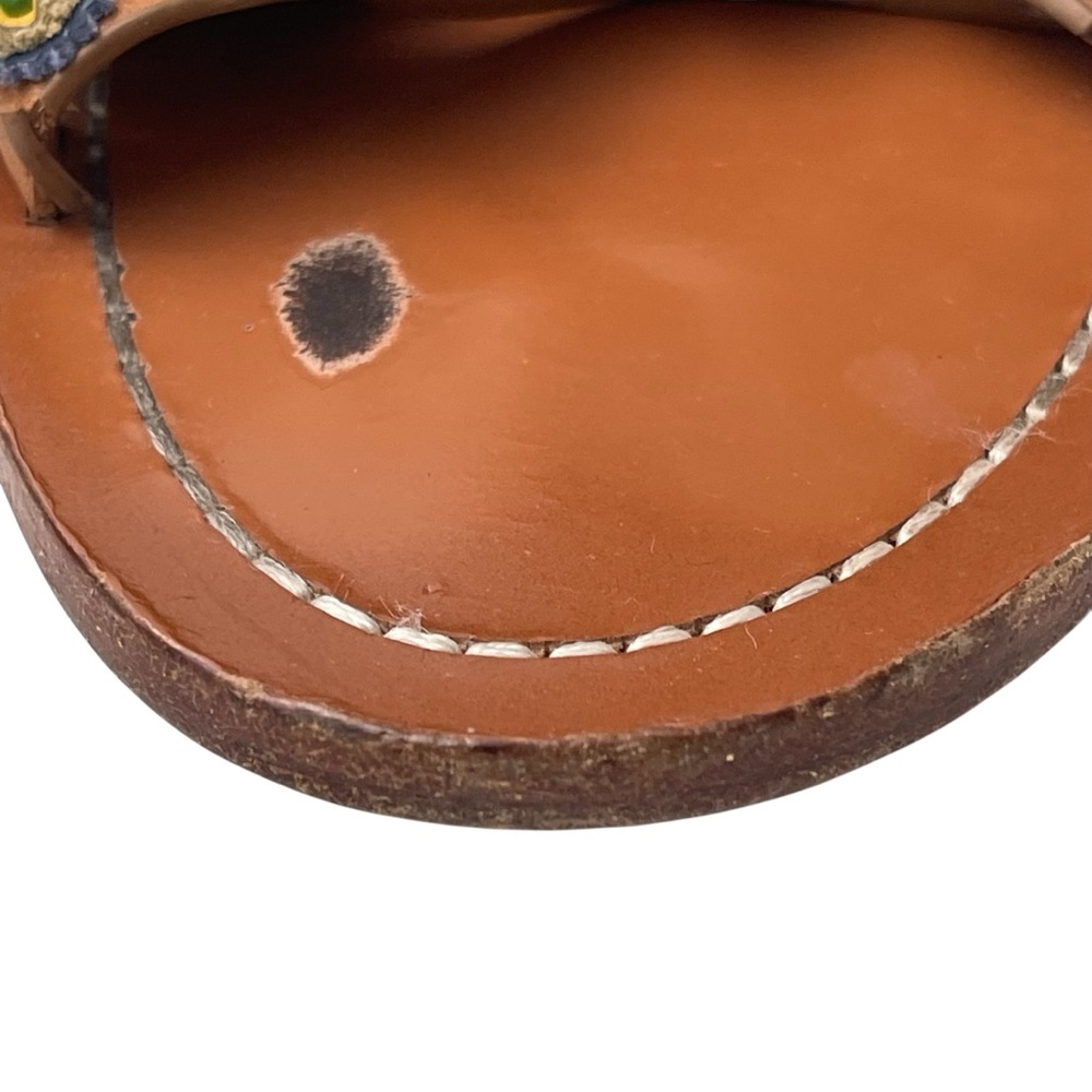 Tory Burch Brown Leather Sandals with Colorful Floral Accents - Picture 6 of 10